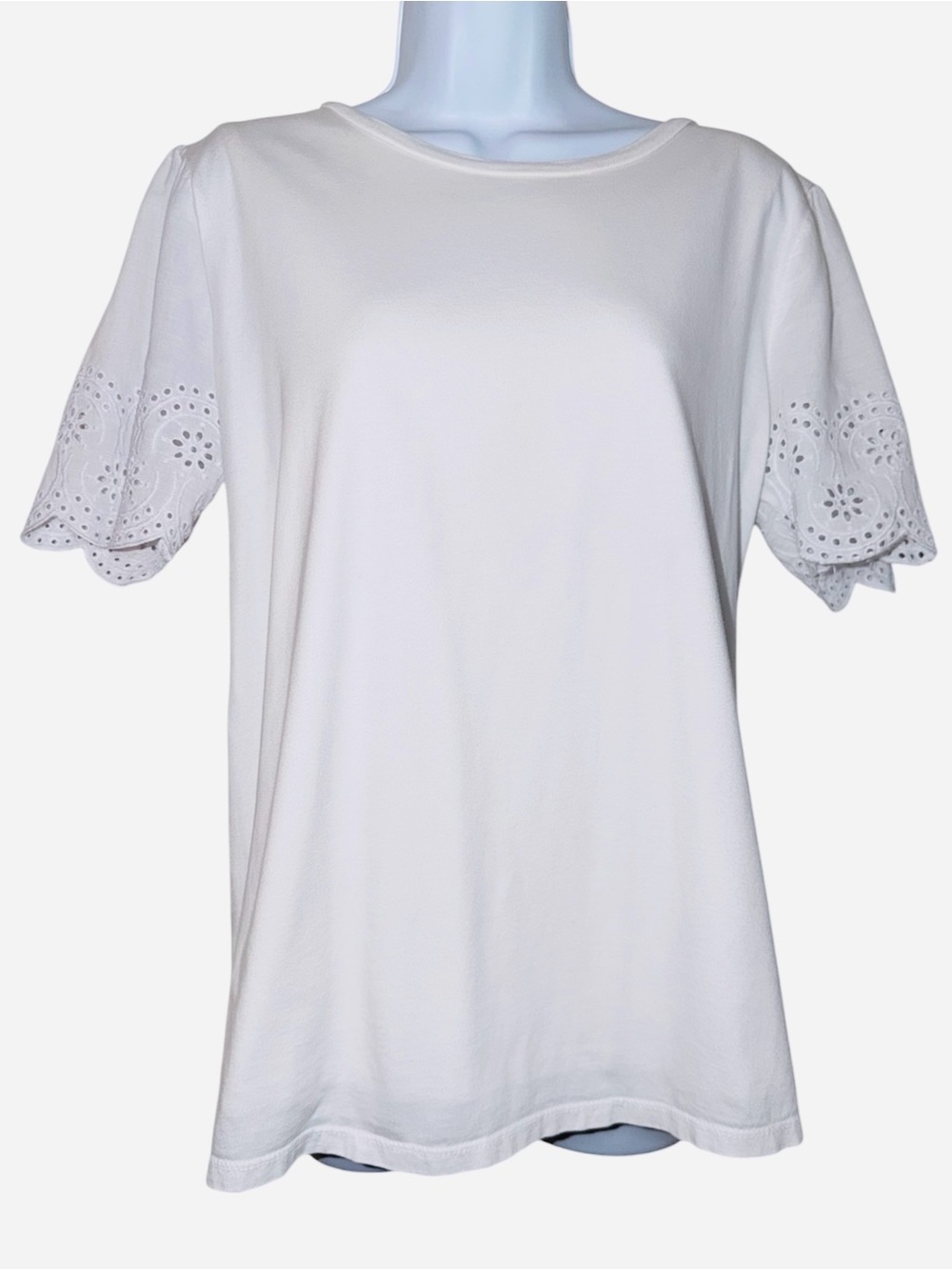 ASOS Maternity/Nursing White Short Sleeve Top with Eyelet Sleeves - Size 8
